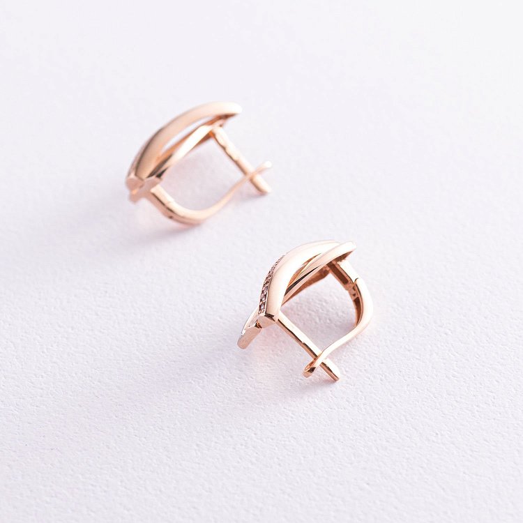 Золоті сережки з фіанітами с04498 від ювелірного магазину Онікс - 2