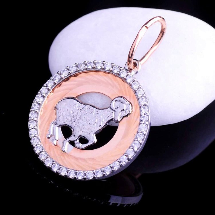 Подвеска "Знаки зодиака - Овен" с фианитами п01702ов от ювелирного магазина Оникс