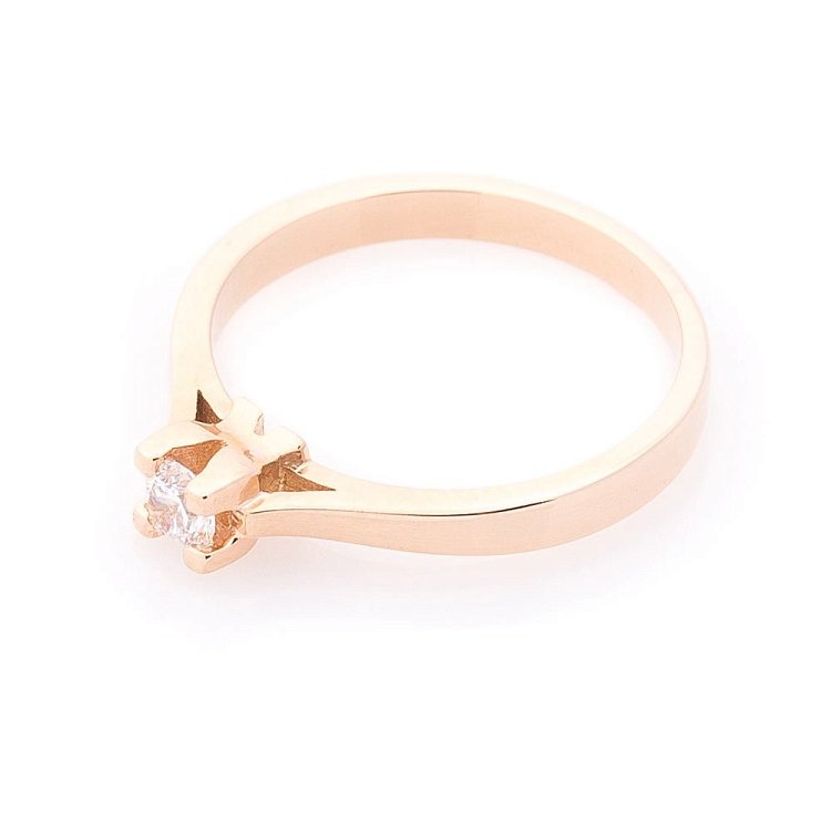 Золотое помолвочное кольцо с фианитом к06104 от ювелирного магазина Оникс - 1