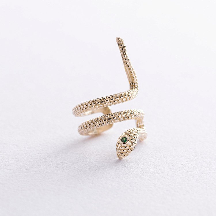 Сережка - каффа "Змія" у жовтому золоті с08667 від ювелірного магазину Онікс - 2