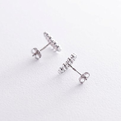 Сережки-пусети "Закохані серця" в білому золоті с06897 №8