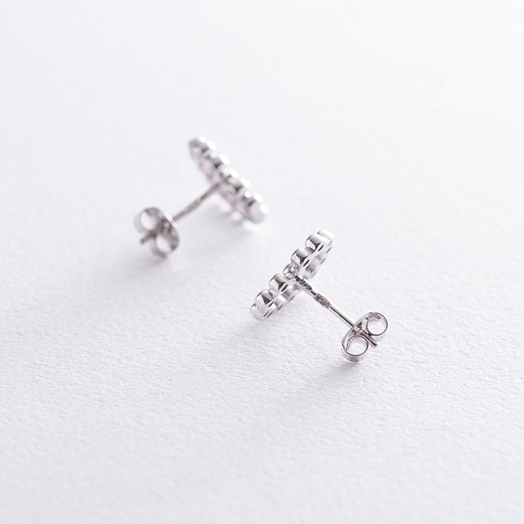 Сережки-пусети "Закохані серця" в білому золоті с06897 від ювелірного магазину Онікс - 8