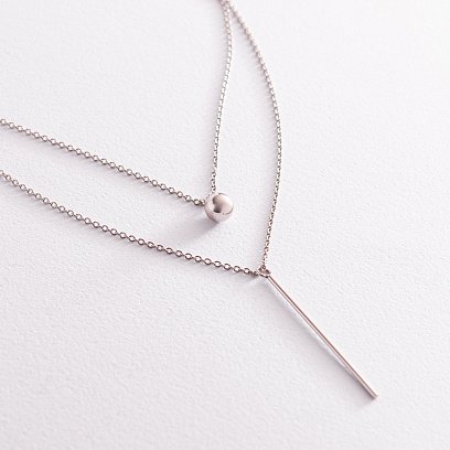 Подвійне срібне ко﻿льє "Хлоя" з кулькою 1091 №2