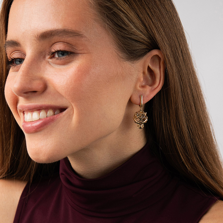 Золоті сережки "Пантери" з фіанітами с08925 від ювелірного магазину Онікс - 2