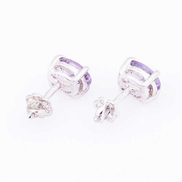 Серебряные серьги-гвоздики с аметистом 6х8 121964 от ювелирного магазина Оникс - 1