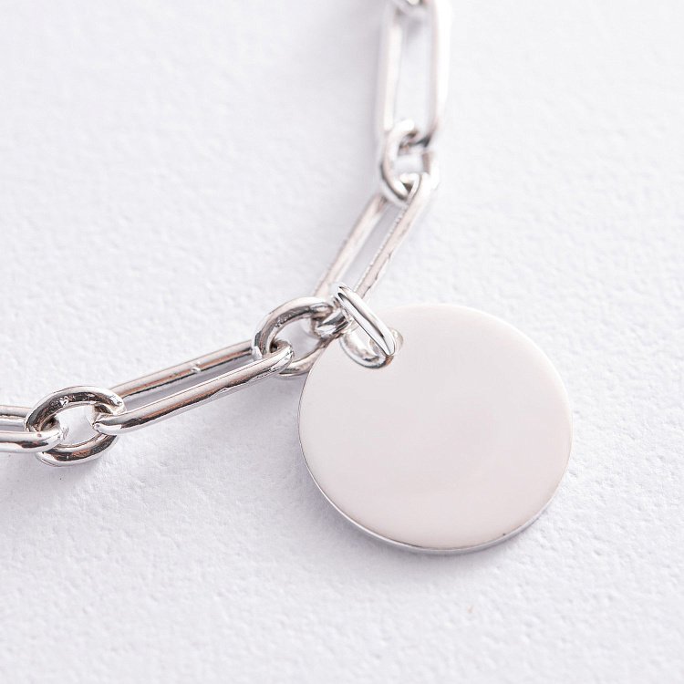 Срібний браслет "Ланцюжок з монеткою" (можливе гравіювання) 141593 від ювелірного магазину Онікс - 9