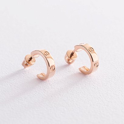 Золотые серьги - пусеты "Love" с07441 №3