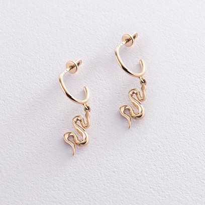 Золоті сережки - пусети "Змії" с07370