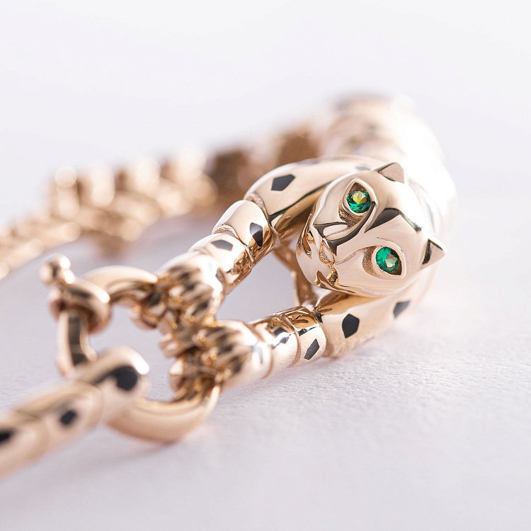 Браслет "Пантера" в желтом золоте (фианит, эмаль) б03748 от ювелирного магазина Оникс - 2