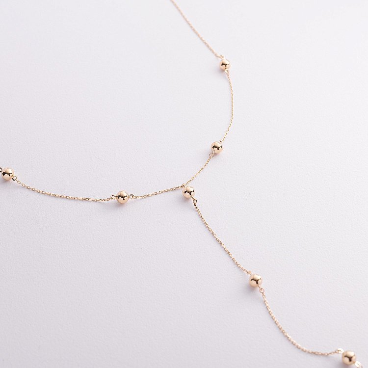 Колье - галстук "Шарики" в желтом золоте кол02590 от ювелирного магазина Оникс - 1