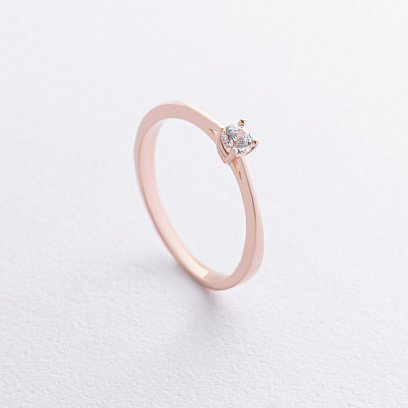Помолвочное золотое кольцо с фианитом к08231