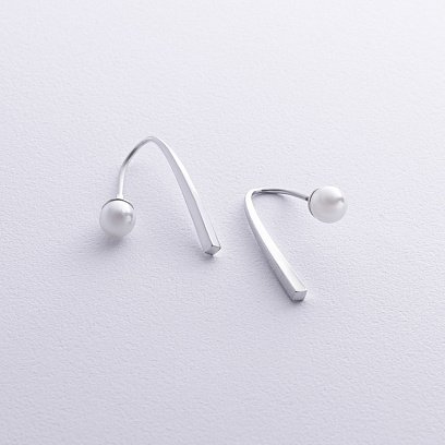 Серебряные серьги с жемчугом 122351 №3