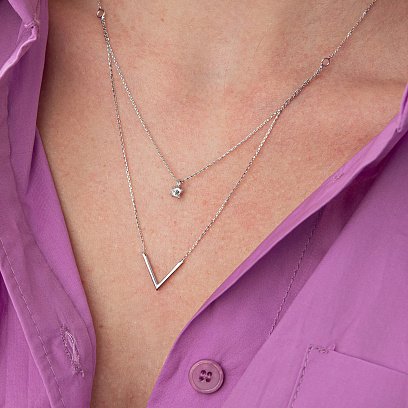 Золотое колье "Особенное" с фианитом кол02051 №2