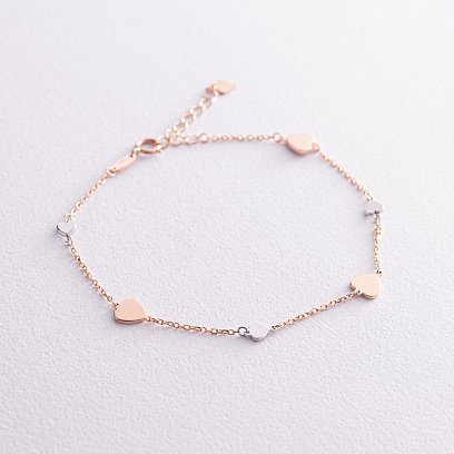 Золотий браслет "Сердечки" б04021