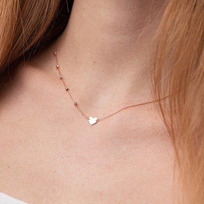 Колье "Сердечко" в красном золоте кол02089 №6