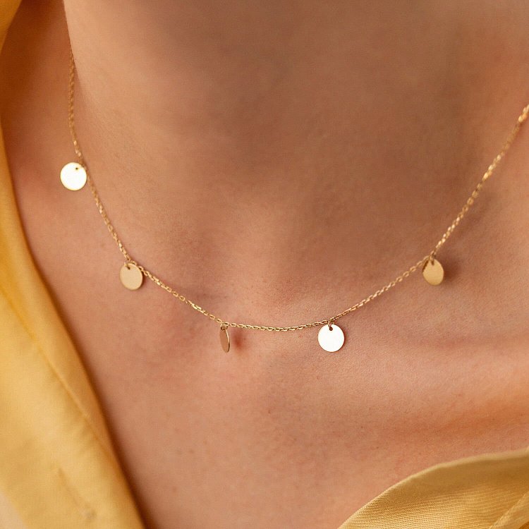 Золотое колье с монетками (5 шт) кол01432 от ювелирного магазина Оникс - 6