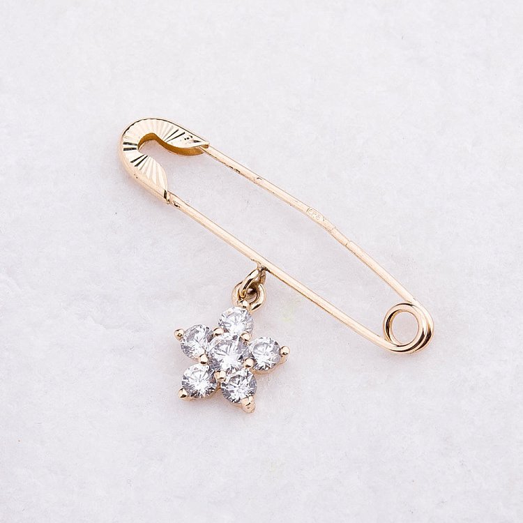 Золота шпилька "Квіточка" (фіаніти) зак00220 - 2 Золота шпилька "Квіточка" (фіаніти) зак00220 від ювелірного магазину Онікс - 2