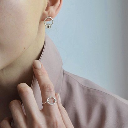 Серебряное кольцо "Круг" 112280 №10