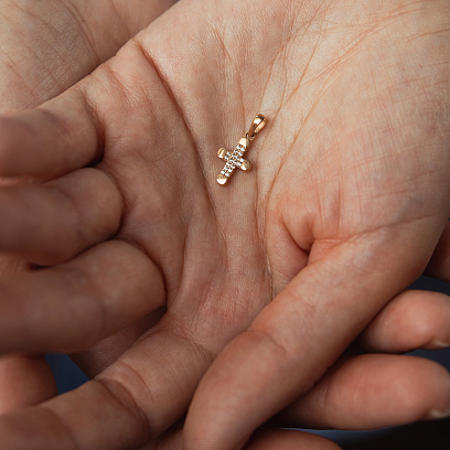 Хрестик у червоному золоті (фіаніти) п04025 №2