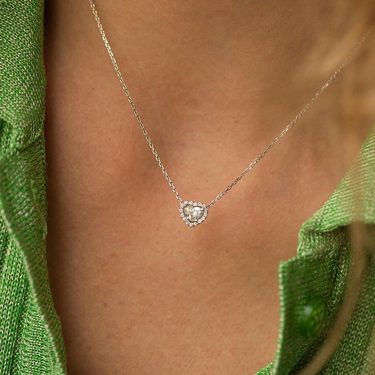 Золотое колье "Сердечко" с бриллиантами 735751121 от ювелирного магазина Оникс - 1