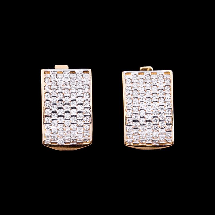 Золотые серьги с фианитами с02099 от ювелирного магазина Оникс - 1