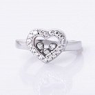 Золотое кольцо "Сердце" с фианитами к04745 от ювелирного магазина Оникс - 1