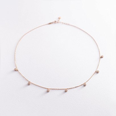 Кольє "Квіточки" з фіанітами (червоне золото) кол01758