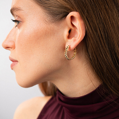 Сережки - кільця в жовтому золоті с09550 №4