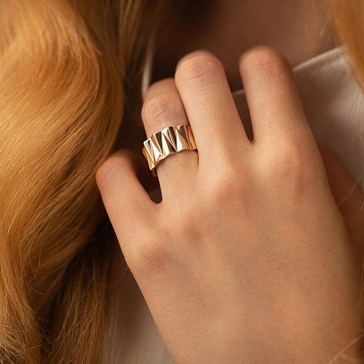 Широкое золотое кольцо "Christina" к08184 №11