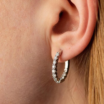 Золоті сережки - кільця (діаманти) сб0492gm №4