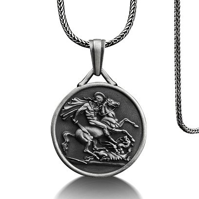 Серебряный кулон "Георгий Победоносец" (возможна гравировка) 133180 №6