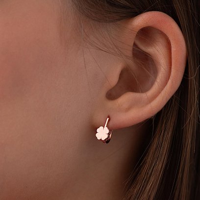 Золотые детские серьги "Клевер" с09277 №2