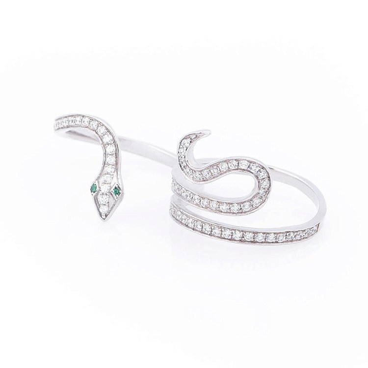 Каблучка "Змія" (фіаніти, родій) 111280 від ювелірного магазину Онікс - 5