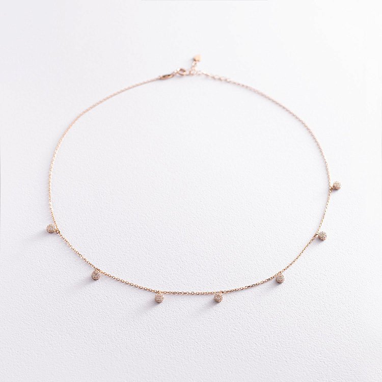 Кольє "Квіточки" з фіанітами (червоне золото) кол01758 від ювелірного магазину Онікс