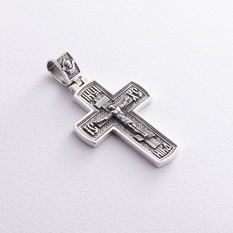 Срібний хрест "Розп'яття. Спаси і Збережи" ﻿кду-19 від ювелірного магазину Онікс - 6