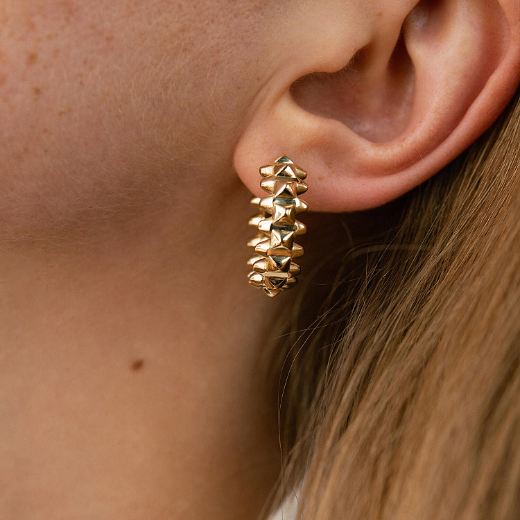 Сережки - кільця "Gemma" в жовтому золоті с08254 від ювелірного магазину Онікс - 10