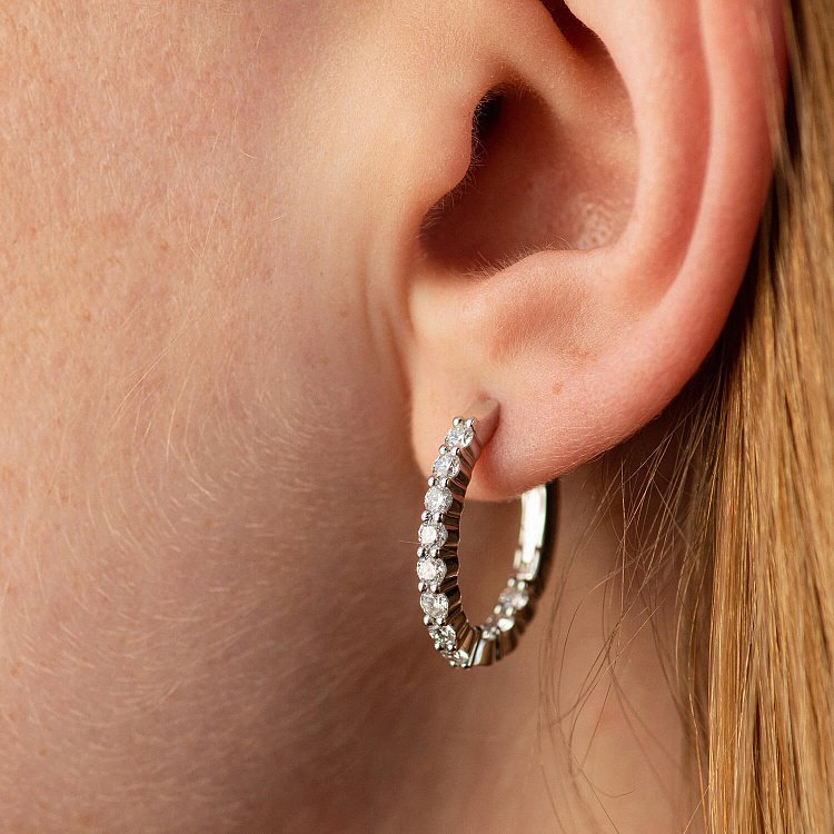 Золоті сережки - кільця (діаманти) сб0492gm від ювелірного магазину Онікс - 3