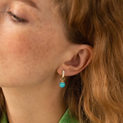 Сережки з бірюзою (жовте золото) с08547 №4