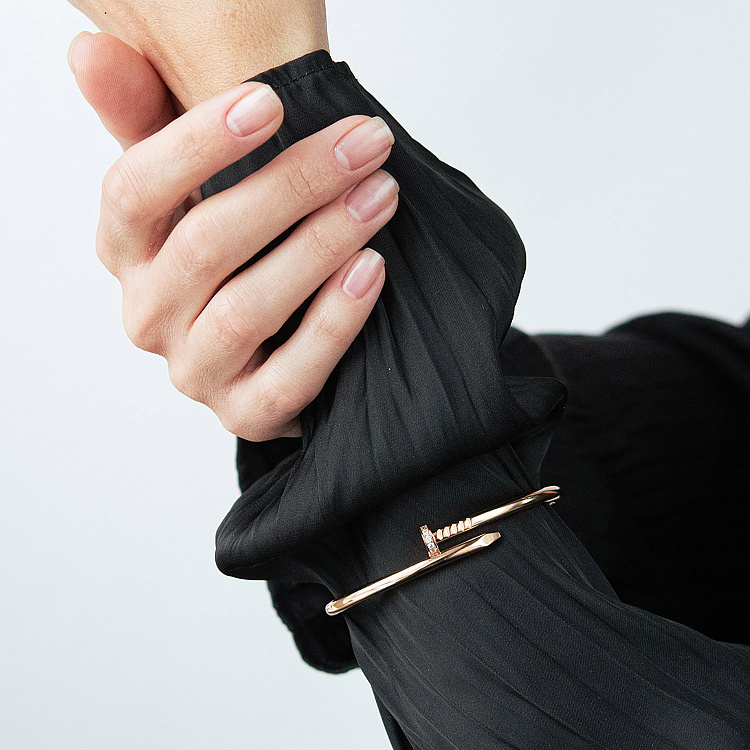 Золотий браслет "Цвях" з фіанітами б05819 від ювелірного магазину Онікс - 3