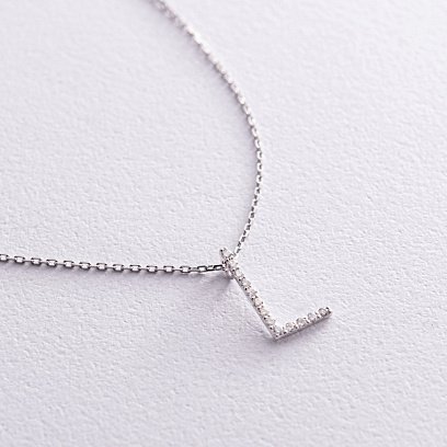 Золотое колье с буквой "L" с бриллиантами 133781121 №4