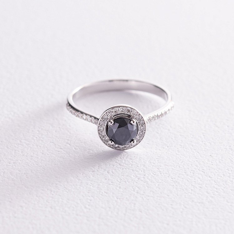 Золотое кольцо с черным и белыми бриллиантами 229581122 от ювелирного магазина Оникс - 2