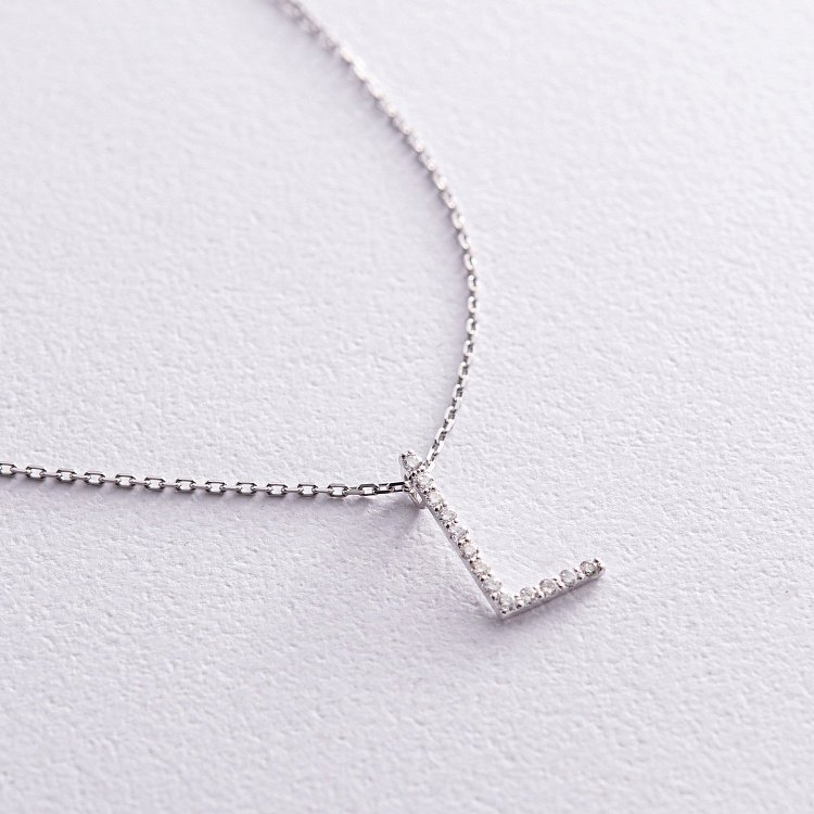 Золотое колье с буквой "L" с бриллиантами 133781121 от ювелирного магазина Оникс - 3