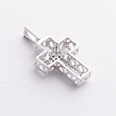 Золотой крестик с белыми и черными бриллиантами пб0397ca №2