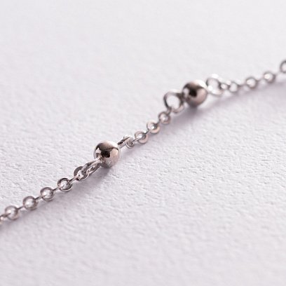 Двойное серебряное колье - галстук с шариками 181167 №4