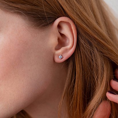 Золотые серьги - пусеты с бриллиантами сб0384z №5