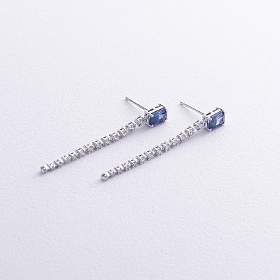 Золоті сережки - пусети (сапфіри, діаманти) сб0513sm