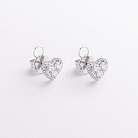 Золотые серьги - пусеты "Сердечки" с бриллиантами сб0661ri от ювелирного магазина Оникс - 1