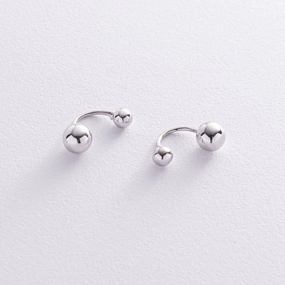 Серьги "Шарики" в белом золоте с08425 №3