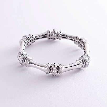 Жорсткий браслет в білому золоті з фіанітами б04475