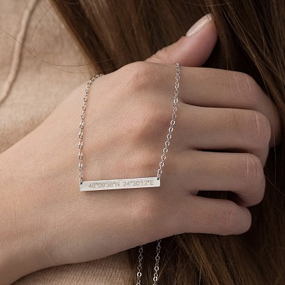Серебряное колье с гравировкой "Координаты" 18978к №4